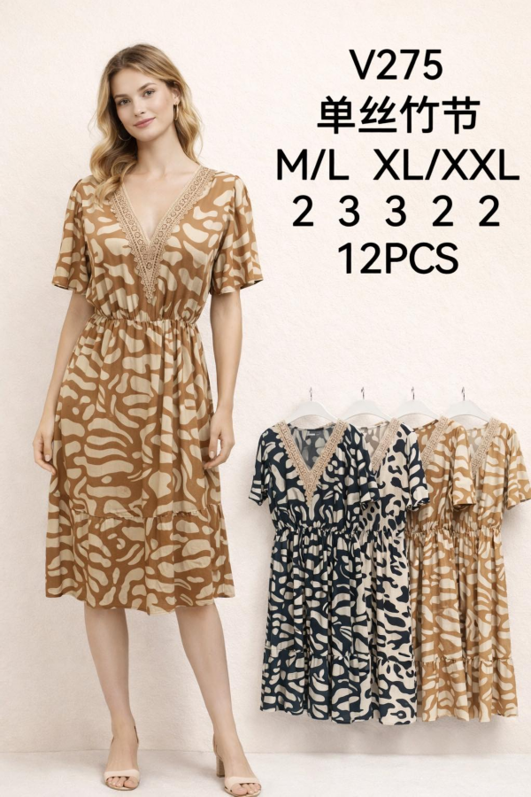 Sukienki damskie Roz M-2XL, Mix Kolor .Paczka 12 szt 1